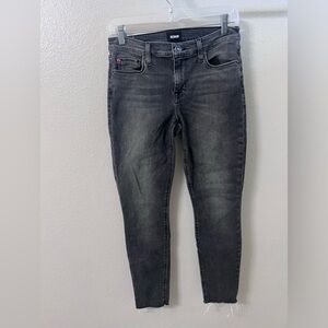 Hudson Jeans Krista Super Skinny Ankle Women's Size 27 Faded Black Denim Raw Hem